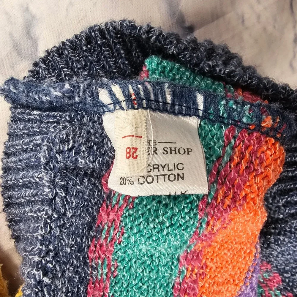 The Sweater Shop Knit Sweater Mens S/M Multicolor 90s Striped VINTAGE UK - Picture 11 of 16